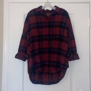 High-low Plaid Top